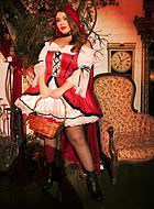 Red Riding Hood, costume dress, lacing, ruffle trim, cold shoulder, plus size